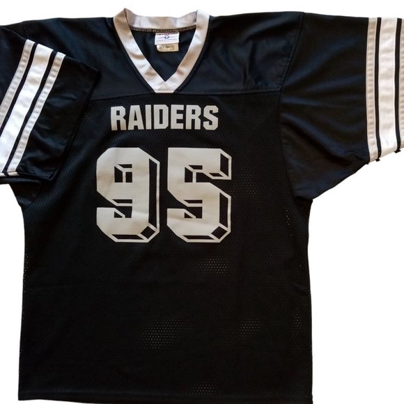 RAIDERS 95 CAPPS Football Jersey  XL 46-48  Black Grey, Silver, White detail VGC - Picture 1 of 10